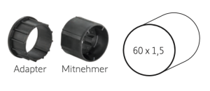 Somfy ➤ Adapter LT 50 und Mitnehmer 60 x 1,5 für Baureihe 50 #9707033 #9751013