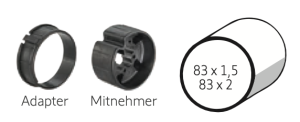 Somfy ➤ Adapter und Mitnehmer für Ø 83 x 1,5 und 83 x 2,0 Baureihe 60 #9700977 #9420306✅ online kaufen!