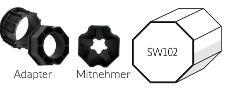 Somfy ➤ Adapter und Mitnehmer für Achtkant SW102 Baureihe 50 #9707026 #9761013 #9762013✅ online günstig kaufen!