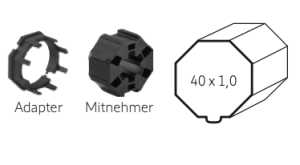 Somfy ➤ Adapter und Mitnehmer für Achtkant SW 40 x 1,0 Außenfalz Baureihe 40 #9708976 #9500344 ✅ online kaufen!