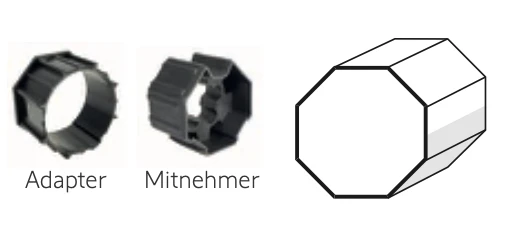 Somfy ➤ Adapter und Mitnehmer für Achtkant SW70 ESM Baureihe 60 #9705340 #9761002✅ online günstig kaufen!