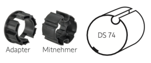 Somfy ➤ Adapter und Mitnehmer für DS 74 Rundnut Baureihe 50✅ #9707037 #9751009