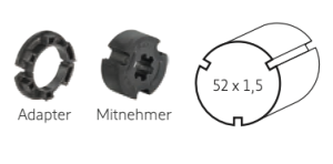 Somfy ➤ Adapter und Mitnehmer für HN 52 x 1,5 Rundnut Baureihe 40 #9701207 #9701208
