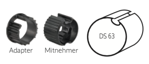 Somfy ➤ Adapter und Mitnehmer für Ø 63 x 0,8-1,0 Flachnut Baureihe 50✅ #9707028 #9706146