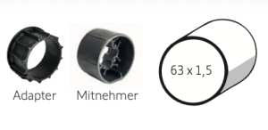 Somfy ➤ Adapter und Mitnehmer für Ø 63 x 1,5 Baureihe 50✅ #9707026 #9206019