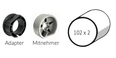 Somfy ➤ Adapter und Mitnehmer für Rundrohr 102 x 2 mm Baureihe 60 #9420370 #9420304✅ online günstig kaufen!